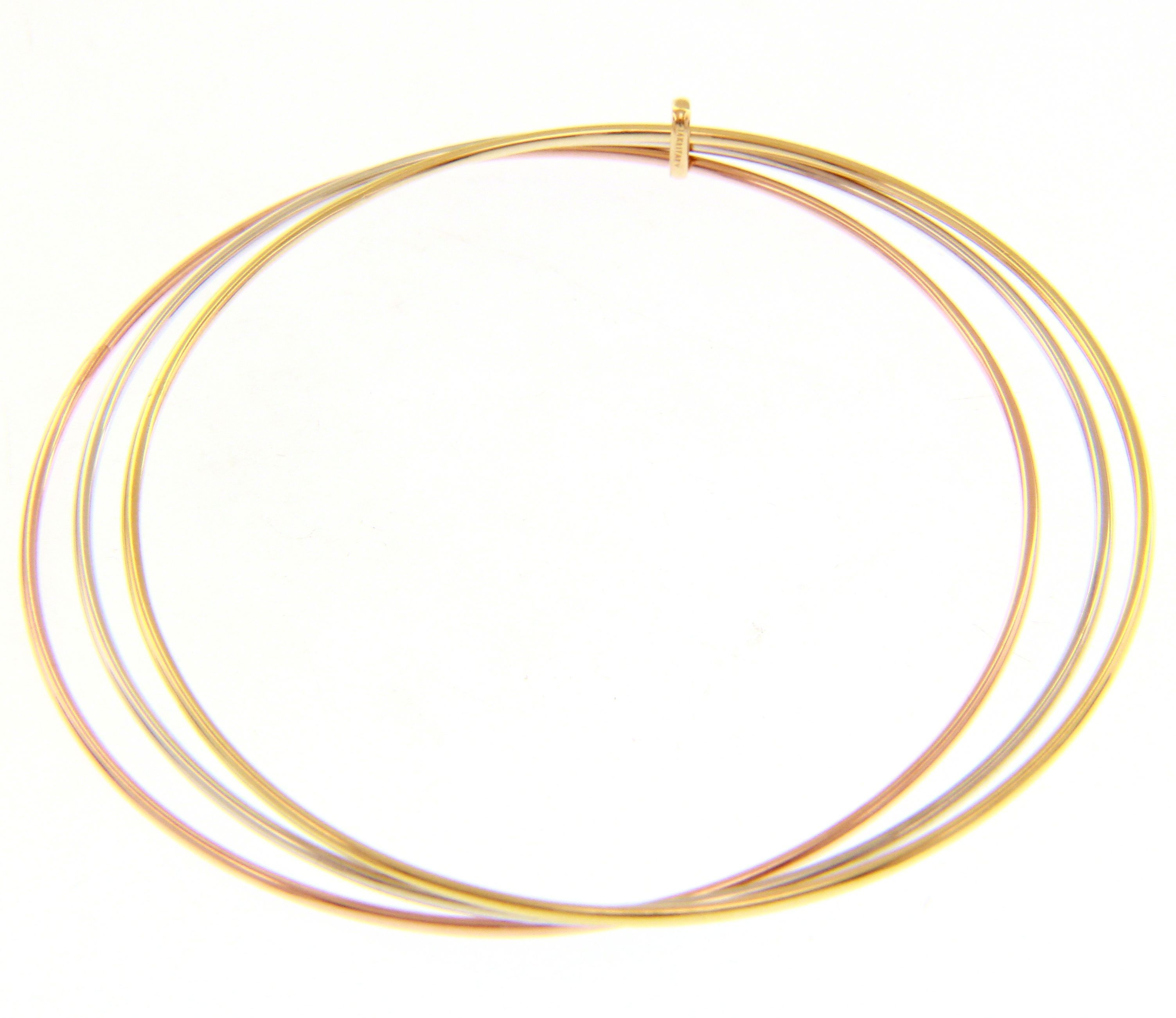 Bracciale rigido da 3 canne in oro giallo, oro bianco e oro rosa k14 (code S220002)